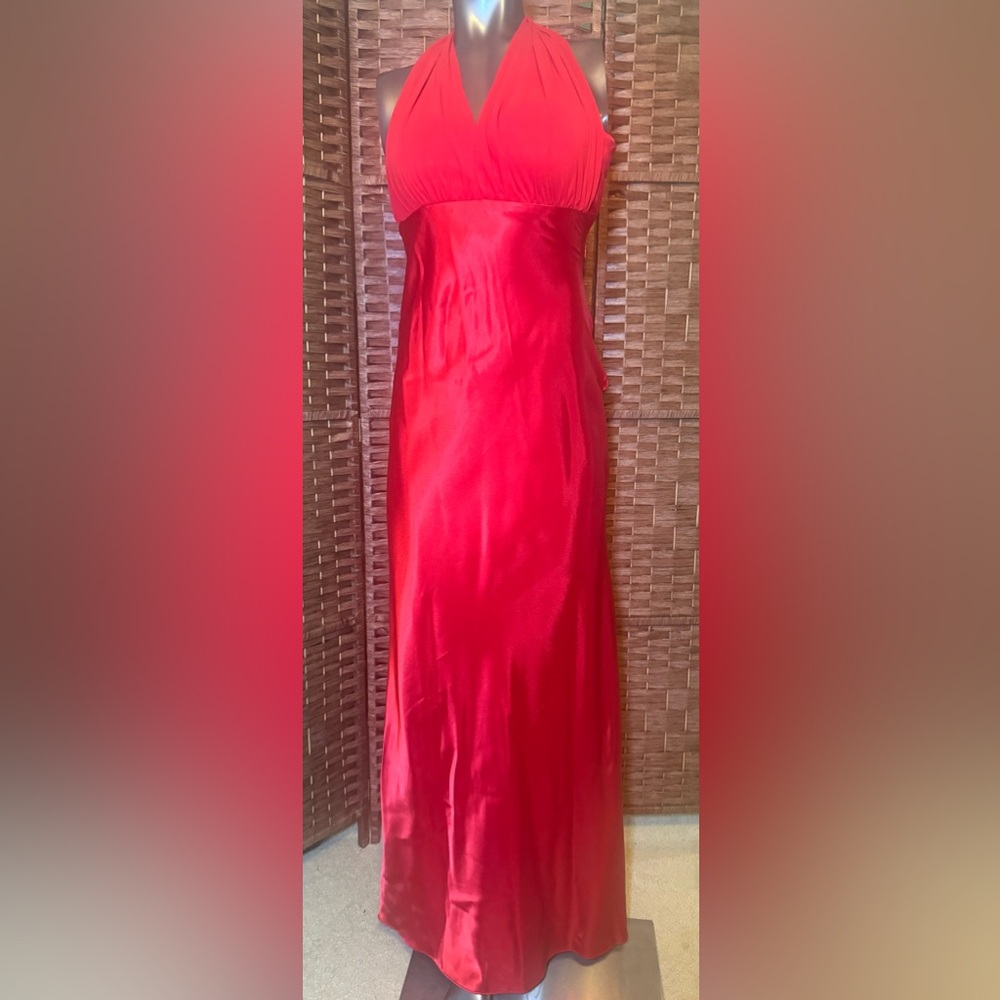 New! Betsy & Adam Red Halter Formal Prom Gown Dress 6 NWT Side Zipper Closure